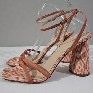 NEW Sam Edelman Kia Heel Womens 10.5 Terracotta Pink Suede Strappy Sandal Aztec